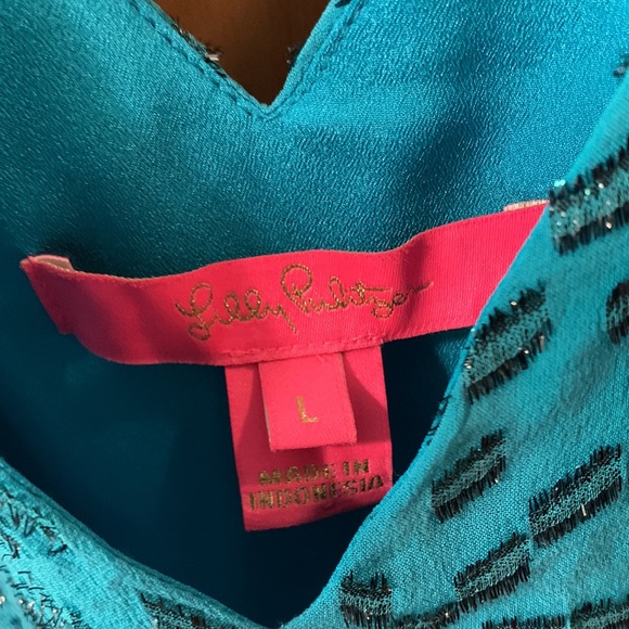 Lilly Pulitzer L Florin top, Teal bay silk swirl - Picture 4 of 5